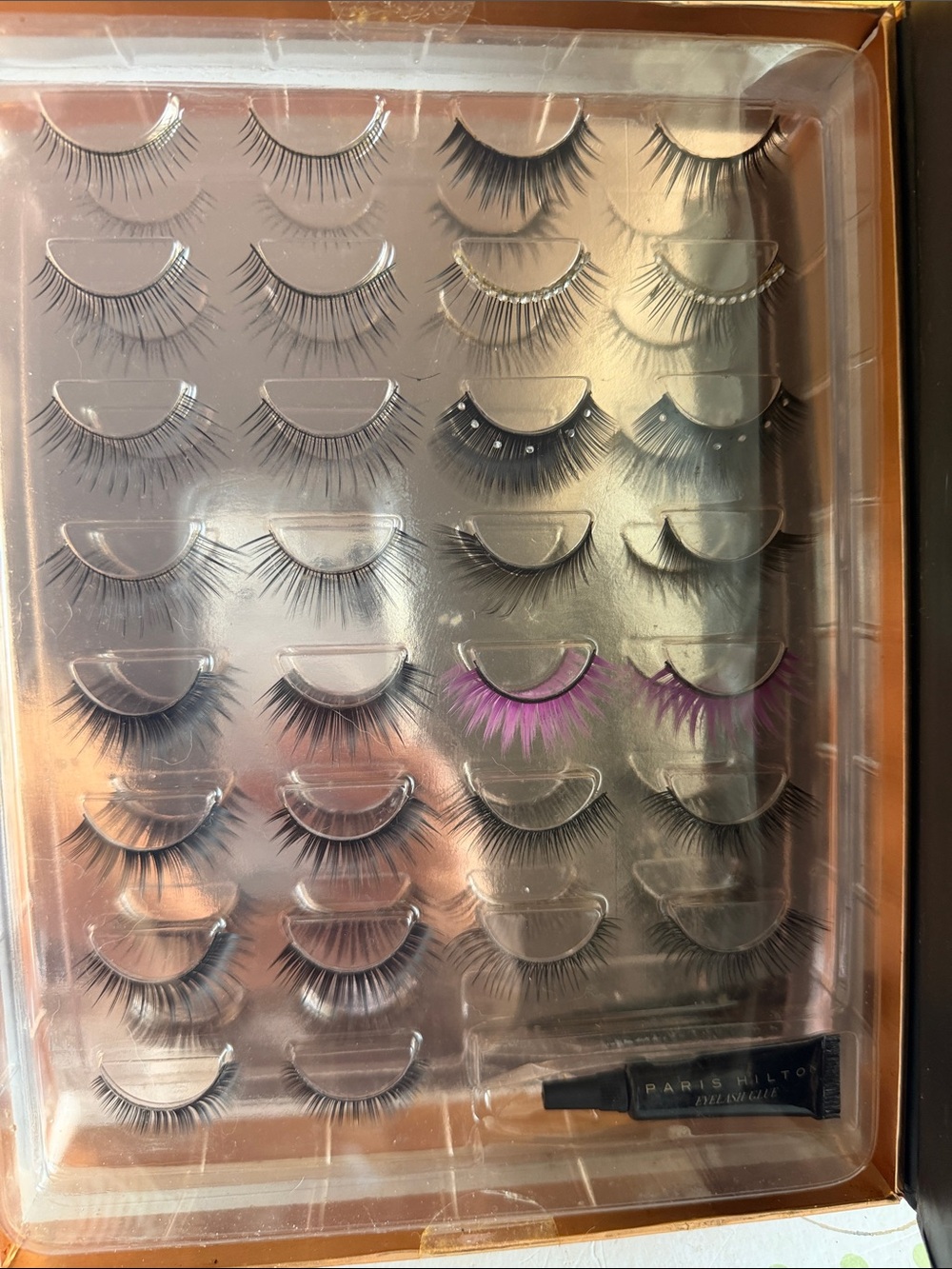 Paris Hilton Black & Pink Assorted False Lash Set with Adhesive
